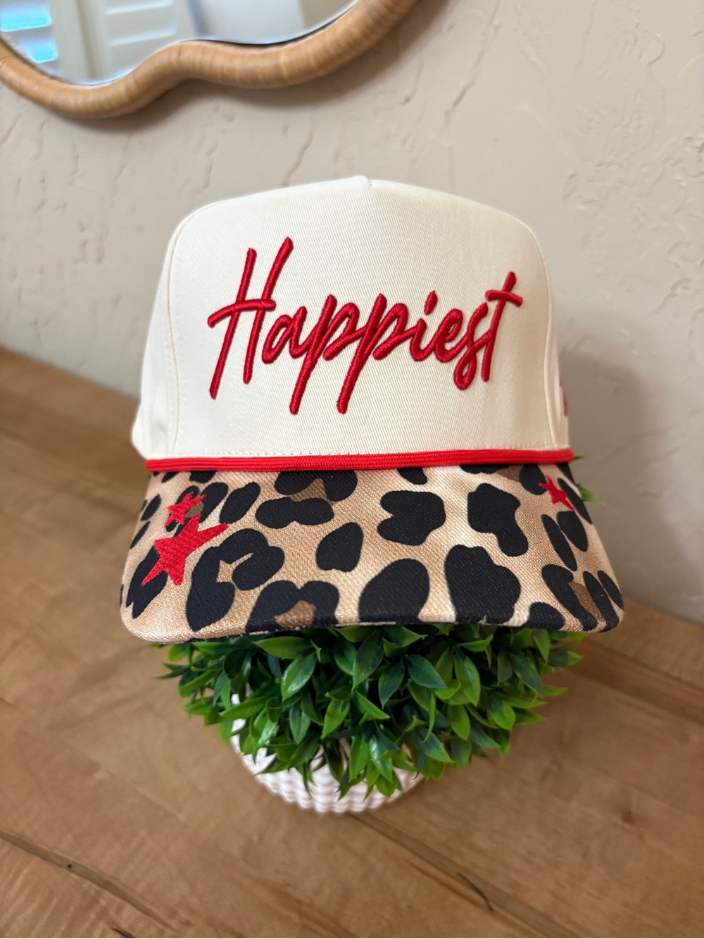 Poppy & Pine ‘Happiest' Hat with Leopard Brim